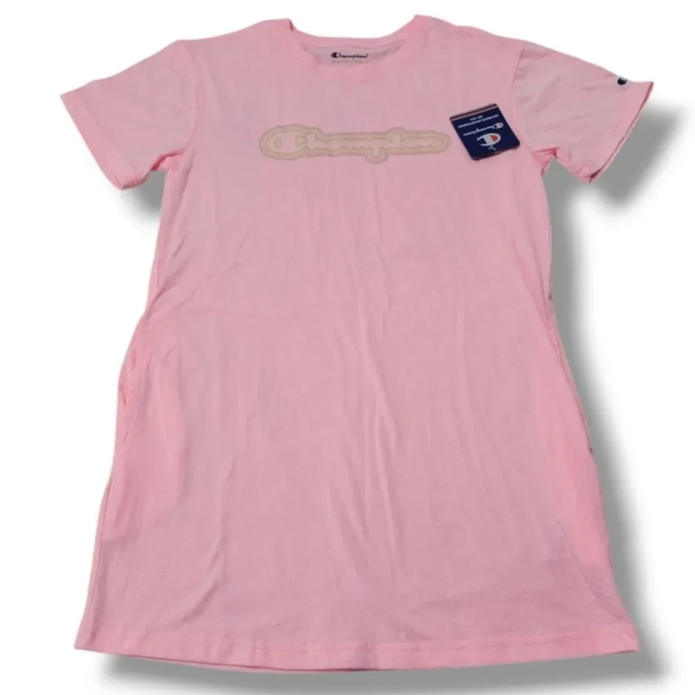 Champion Dress Size Large Girls T-Shirt Dress Graphic Print T-Shirt Pink New NWT